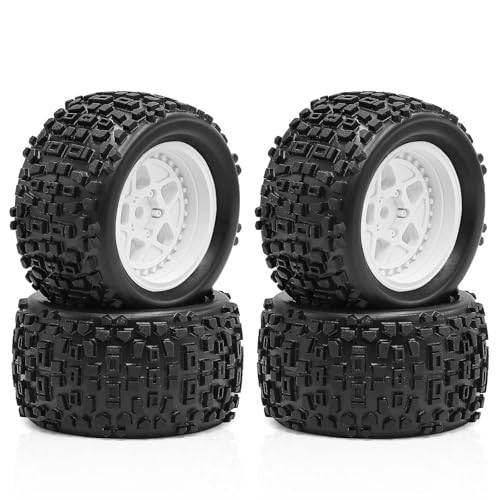 4 Stück RC Auto Gummireifen Rad Reifen RC Ersatzteile für 1/18 ARRMA Typhon Granit GROM RC Auto (weiß) von Caruner