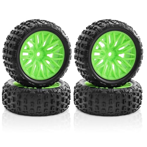 4 x Gummireifenrad-Set, 67 x 27 mm, RC-Ersatzteile für ARRMA 1/18 2S Typhon GROM ARA2106 RC Auto (grün) von Caruner