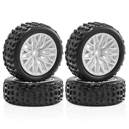 4 x Gummireifenrad-Set, 69 x 26 mm, RC-Ersatzteile für ARRMA 1/18 2S Typhon GROM RC Auto (weiß) von Caruner