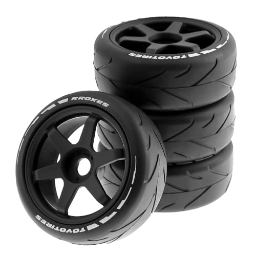 4 x flache Gummi-Reifen, Sechskant, 17 mm, RC-Teile für 1/8 1/7 ZD KM ARRMA HSP FS Kyosho HongNuo X3GT Off-Road-Buggy, ferngesteuertes Auto, Schwarz 4 x flache Gummi-Reifen, Sechskant, 17 mm, RC-Teile für 1/8 1/7 ZD KM ARRMA HSP FS Kyosho HongNuo X3GT Off-Road-Buggy, ferngesteuertes Auto, Schwarz von Caruner
