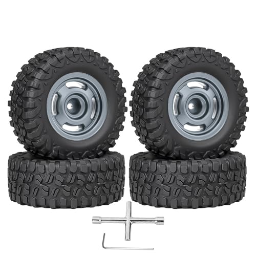 4PCS 1.3''Gummi Reifen Rad 65x25mm Hex Hub 7mm RC Ersatzteile für TRAXXAS 1/18 TRX4M RC Crawler Auto (Grau) von Caruner