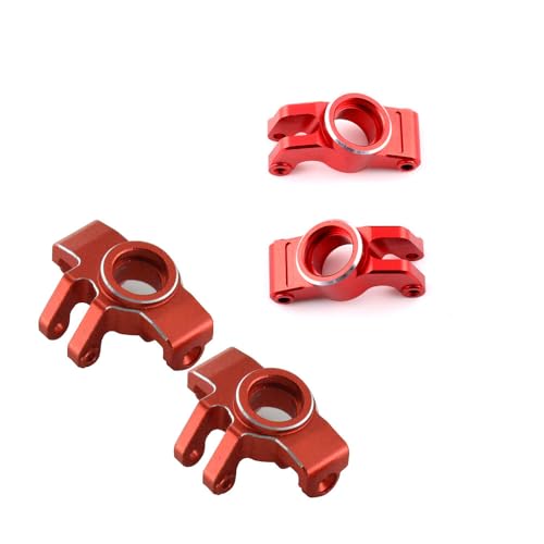 Aluminium Lenkerbecher, Hinterachse, Radsitz, verbesserte Teile für ARRMA 1/14 Mojave GROM Gebürstet RC Auto (Rot) von Caruner
