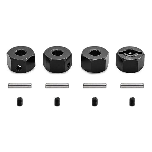 Aluminium-Radnaben-Sechskant-Adapter, 12 mm, RC, verbesserte Teile für Traxxas Mini Maxx RC Auto (schwarz) von Caruner