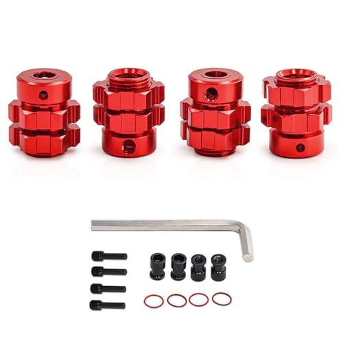 Aluminium-Weitradadapter, RC, verbesserte Teile für Traxxas 1/10 E-Revo/E-Maxx/T-Maxx/Revo RC Auto (rot) von Caruner