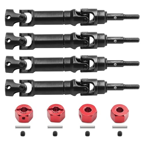 CVD-Antriebswellen-Set aus Stahl, vorne und hinten, mit Aluminiumrad, Sechskant-Adapter, RC, verbesserte Teile für Traxxas Mini Maxx RC Auto (rot) von Caruner