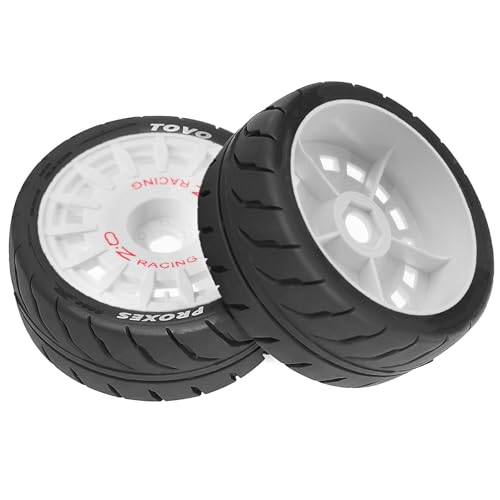 Gummi-Reifenrad, 68 x 27 mm, Sechskant-Nabe, 12 mm, RC-Ersatzteile für 1/10 MST Rally Tamiya XV02 TT01 Kyosho HPI Sakura YOKOMO Touring RC Auto (weiß), 4 Stück von Caruner