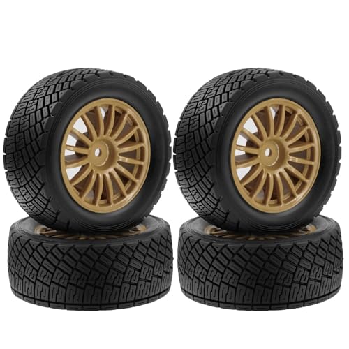 Gummi-Reifenrad, 78 x 32 mm, Sechskant-Nabe, 12 mm, RC-Ersatzteile für HPI WR8 Off-Road-RC-Auto, Braun, 4 Stück Gummi-Reifenrad, 78 x 32 mm, Sechskant-Nabe, 12 mm, RC-Ersatzteile für HPI WR8 Off-Road-RC-Auto, Braun, 4 Stück von Caruner