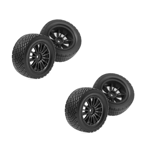 Gummi-Reifenrad, 78 x 32 mm, Sechskant-Nabe, 12 mm, RC-Ersatzteile für HPI WR8 Off-Road-RC-Auto, Schwarz, 4 Stück von Caruner