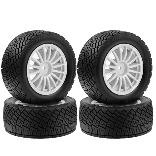 Gummi-Reifenrad, 78 x 32 mm, Sechskant-Nabe, 12 mm, RC-Ersatzteile für HPI WR8 Off-Road-RC-Auto, Weiß, 4 Stück von Caruner