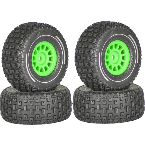 Gummireifen, 65 x 28,5 mm, Sechskant-Adapter, 12 mm, für ARRMA 1/14 Mojave GROM RC Auto, Grün, 4 Stück Gummireifen, 65 x 28,5 mm, Sechskant-Adapter, 12 mm, für ARRMA 1/14 Mojave GROM RC Auto, Grün, 4 Stück von Caruner