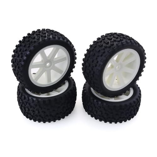 Gummireifen vorne und hinten, 87 x 32 mm, 87 x 40 mm, Sechskant, 12 mm für 1/10 RC Buggy für Redcat, HSP, HPI, Traxxas, Losi, VRX, LRP, ZD Racing RC Car Buggy (weiß), 4 Stück von Caruner