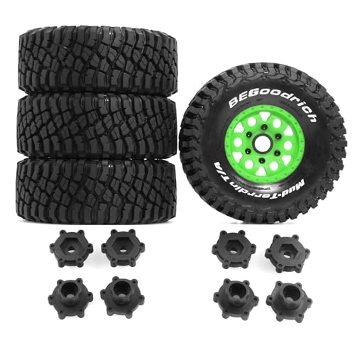 Gummireifenrad, 126 x 48 mm, mit austauschbarem Sechskant-Adapter, RC-Teile für 1/7 1/8 ARRMA Mojave 4S TRAXXAS Kurzstrecken-LKW Baja RC Auto, Grün, 4 Stück Gummireifenrad, 126 x 48 mm, mit austauschbarem Sechskant-Adapter, RC-Teile für 1/7 1/8 ARRMA Mojave 4S TRAXXAS Kurzstrecken-LKW Baja RC Auto, Grün, 4 Stück von Caruner