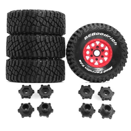 Gummireifenrad, 126 x 48 mm, mit austauschbarem Sechskant-Adapter, RC-Teile für 1/7 1/8 ARRMA Mojave 4S TRAXXAS Kurzstrecken-LKW Baja RC Auto, Rot, 4 Stück Gummireifenrad, 126 x 48 mm, mit austauschbarem Sechskant-Adapter, RC-Teile für 1/7 1/8 ARRMA Mojave 4S TRAXXAS Kurzstrecken-LKW Baja RC Auto, Rot, 4 Stück von Caruner