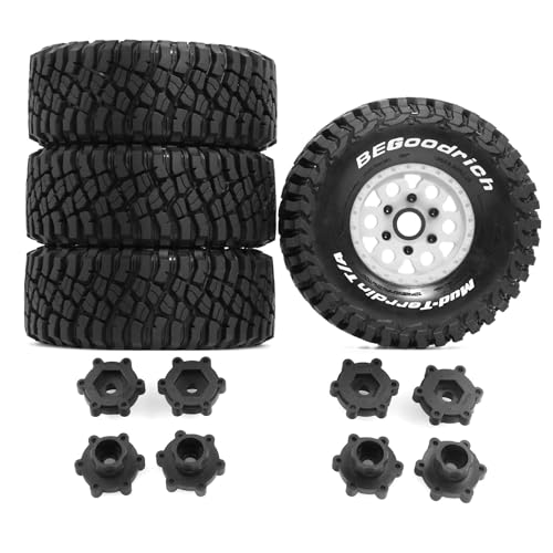 Gummireifenrad, 126 x 48 mm, mit austauschbarem Sechskant-Adapter, RC-Teile für 1/7 1/8 ARRMA Mojave 4S TRAXXAS Kurzstrecken-LKW Baja RC Auto, Weiß, 4 Stück Gummireifenrad, 126 x 48 mm, mit austauschbarem Sechskant-Adapter, RC-Teile für 1/7 1/8 ARRMA Mojave 4S TRAXXAS Kurzstrecken-LKW Baja RC Auto, Weiß, 4 Stück von Caruner