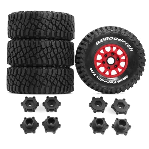 Gummireifenrad, 126 x 51 mm, mit austauschbarem Sechskant-Adapter, RC-Teile für 1/7 1/8 ARRMA Mojave 4S TRAXXAS Kurzstrecken-LKW Baja RC Auto, Rot, 4 Stück Gummireifenrad, 126 x 51 mm, mit austauschbarem Sechskant-Adapter, RC-Teile für 1/7 1/8 ARRMA Mojave 4S TRAXXAS Kurzstrecken-LKW Baja RC Auto, Rot, 4 Stück von Caruner