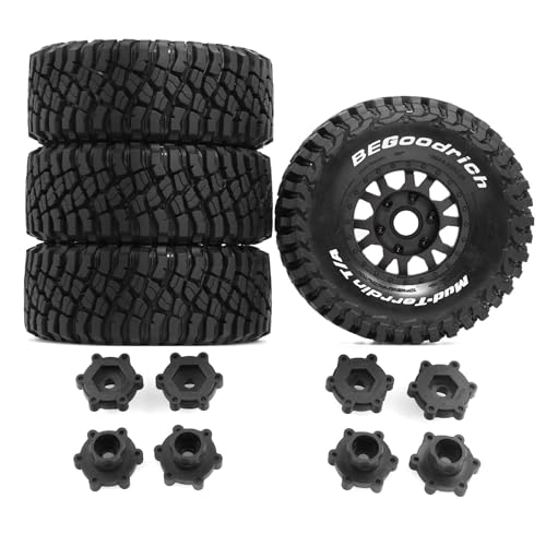 Gummireifenrad, 126 x 51 mm, mit austauschbarem Sechskant-Adapter, RC-Teile für 1/7 1/8 ARRMA Mojave 4S TRAXXAS Kurzstrecken-LKW Baja RC Auto, Schwarz, 4 Stück Gummireifenrad, 126 x 51 mm, mit austauschbarem Sechskant-Adapter, RC-Teile für 1/7 1/8 ARRMA Mojave 4S TRAXXAS Kurzstrecken-LKW Baja RC Auto, Schwarz, 4 Stück von Caruner
