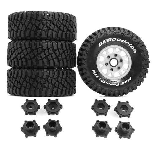 Gummireifenrad, 126 x 51 mm, mit austauschbarem Sechskant-Adapter, RC-Teile für 1/7 1/8 ARRMA Mojave 4S TRAXXAS Kurzstrecken-LKW Baja RC Auto, Weiß, 4 Stück Gummireifenrad, 126 x 51 mm, mit austauschbarem Sechskant-Adapter, RC-Teile für 1/7 1/8 ARRMA Mojave 4S TRAXXAS Kurzstrecken-LKW Baja RC Auto, Weiß, 4 Stück von Caruner