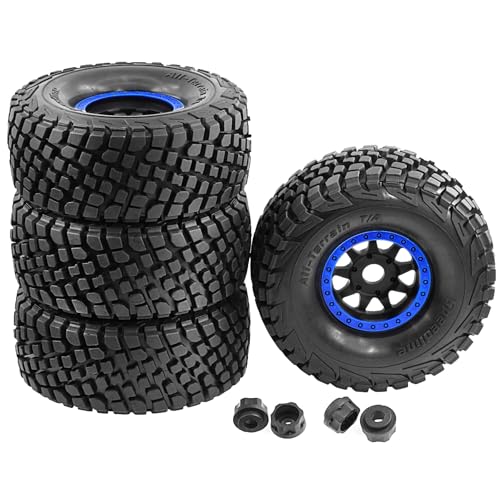 Gummireifenrad, 135 x 55 mm, Sechskant-Nabe, 17 mm, RC-Ersatzteile für 1/7 1/8 Traxxas, UDR, Mojave, Atom, FS, Yikong, DB8, DF7, Wüstentruck, ferngesteuertes Auto, Blau, 4 Stück von Caruner