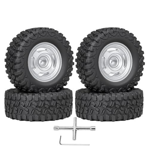 Gummireifenrad, 65 x 25 mm, Sechskant-Nabe, 7 mm, RC-Ersatzteile für TRAXXAS 1/18 TRX4M RC Crawler Auto, Weiß, 4 Stück von Caruner