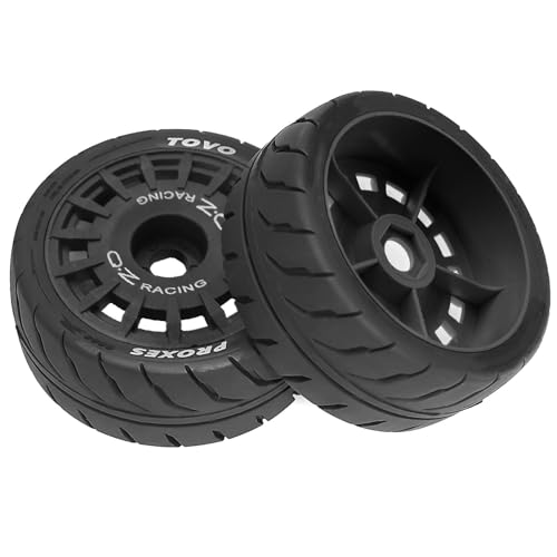 Gummireifenrad, 68 x 27 mm, Sechskant-Nabe, 12 mm, RC-Ersatzteile für 1/10 MST Rally Tamiya XV02 TT01 Kyosho HPI Sakura YOKOMO Touring RC Auto (schwarz), 4 Stück von Caruner