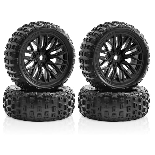 Gummireifenrad-Set, 67 x 27 mm, RC-Ersatzteile für ARRMA 1/18 2S Typhon GROM ARA2106 RC Auto, Schwarz, 4 Stück von Caruner