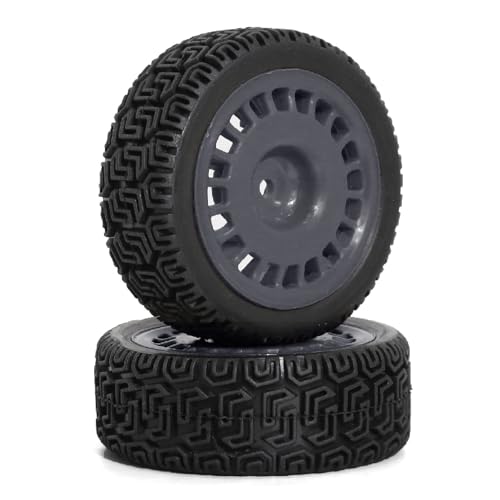 Gummireifenrad-Set, 68 x 26 mm, Sechskant-Nabe, 12 mm, RC-Ersatzteile für Tamiya TT01 XV02 Kyosho 1/10 Touring Rally RC Rennwagen (grau), 4 Stück von Caruner