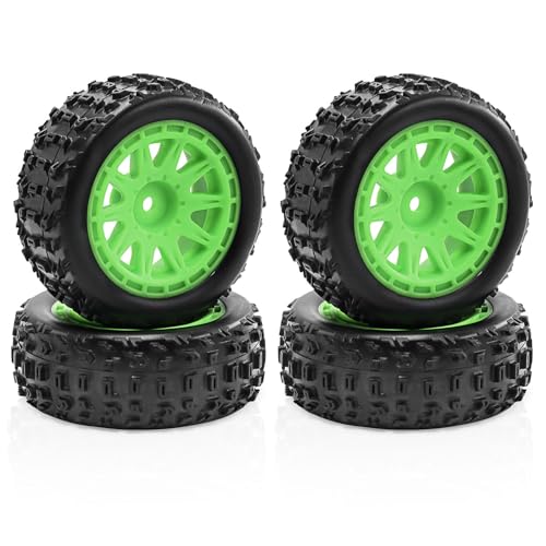 Gummireifenrad-Set, 69 x 26 mm, RC-Ersatzteile für ARRMA 1/18 2S Typhon GROM RC Auto, Grün, 4 Stück von Caruner