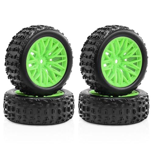 Gummireifenrad-Set, 69 x 26 mm, RC-Ersatzteile für ARRMA 1/18 2S Typhon GROM RC Auto, Grün, 4 Stück von Caruner
