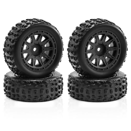 Gummireifenrad-Set, 69 x 26 mm, RC-Ersatzteile für ARRMA 1/18 2S Typhon GROM RC Auto, Schwarz, 4 Stück von Caruner