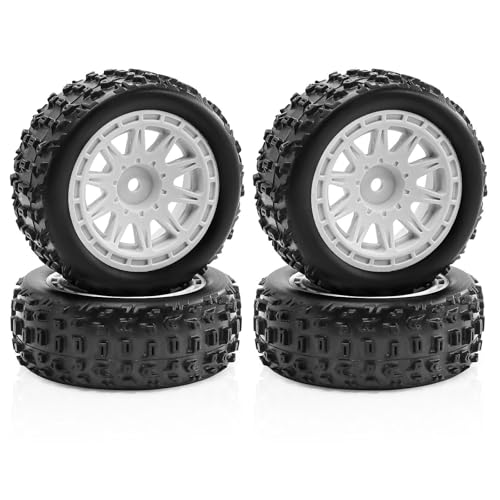 Gummireifenrad-Set, 69 x 26 mm, RC-Ersatzteile für ARRMA 1/18 2S Typhon GROM RC Auto, Weiß, 4 Stück von Caruner