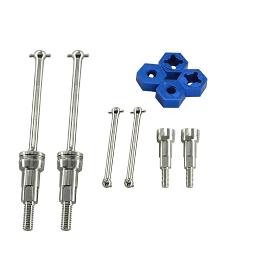 Metall Antriebswelle Set mit Rad Sechskant-Adapter, RC verbesserte Teile für ARRMA 1/14 Mojave GROM bürstenlose gebürstete RC Auto (silber-blau) von Caruner