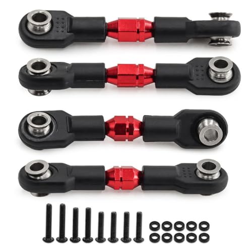 Metall Kunststoff Zugstange Gestänge Gestänge Set RC Verbesserte Teile für TRAXXAS 1/10 4-TEC Drift Ford Mustang Hinterradantrieb ON-Road Drift CAR-105237-4 RC Car (Rot) von Caruner