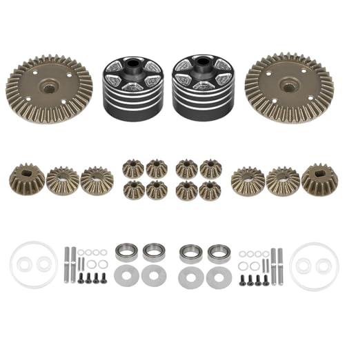Metall Vorne Hinten Differentialgetriebe mit Diff-Schale RC Teile für Tamiya XV-02 MB-01 XM-01 BT-01 TT-02D TT-02R TT-02B TT-02BR TT-02 Type-S TT-02 Type-SRX RC Car (Schwarz) von Caruner