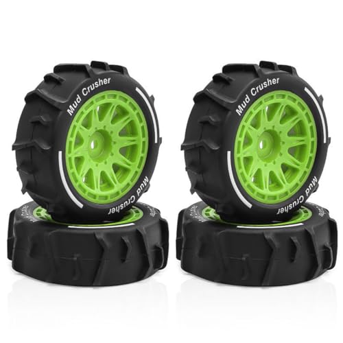 RC-Auto-Gummi-Reifen, 72 x 26 mm, RC-Ersatzteile für ARRMA 1/14 Typhon GROM RC Auto, Grün, 4 Stück von Caruner