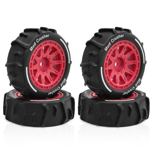 RC-Auto-Gummi-Reifen, 72 x 26 mm, RC-Ersatzteile für ARRMA 1/14 Typhon GROM RC Auto, Rot, 4 Stück von Caruner