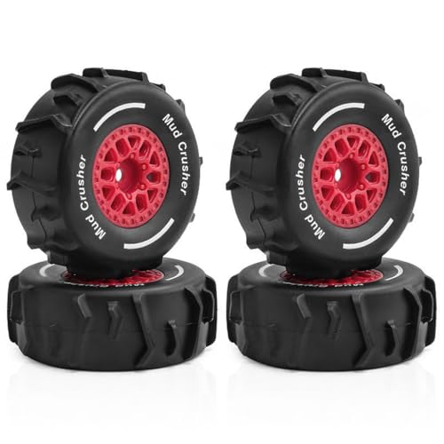 RC-Auto-Gummi-Reifenrad, 72 x 26 mm, RC-Ersatzteile für ARRMA 1/16 Mojave GROM RC Auto, Rot, 4 Stück von Caruner