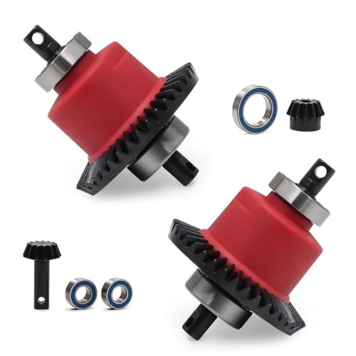 Steel Gear 13T 37T Vorne Hinten Differential RC Verbesserte Teile für TRAXXAS 1/10 Slash 4x4 Rustler Stampede F-150 Bandit Rally RC Auto (vorne + hinten rot) von Caruner