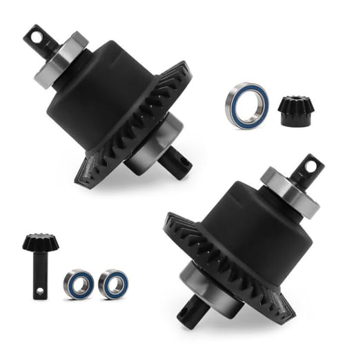 Steel Gear 13T 37T Vorne Hinten Differential RC Verbesserte Teile für TRAXXAS 1/10 Slash 4x4 Rustler Stampede F-150 Bandit Rally RC Auto (vorne + hinten schwarz) von Caruner