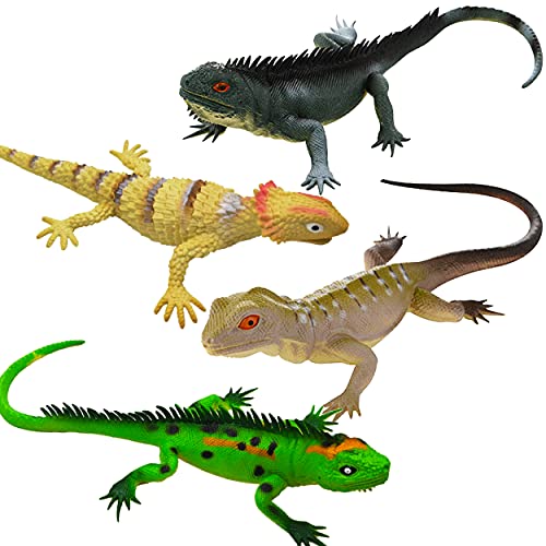 Carykon 4 Stück Simulierte große Eidechse Wüste Chamäleon Simuliert Krokodil Sound Tier Modell Kunststoff Stretch Spielzeug 35,6 cm lang (Lizard) von Carykon