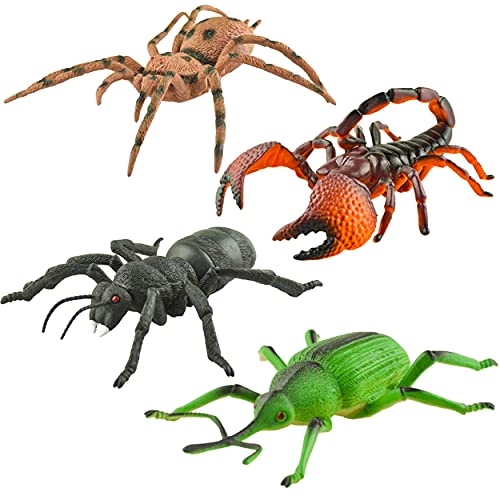 Carykon 4 realistische große Insekten, Tierspielzeug, Spinnen, Skorpione, Ameisen, Rüsselkäfer-Modelle, Reptilien, Party-Requisiten (Spinnen) von Carykon