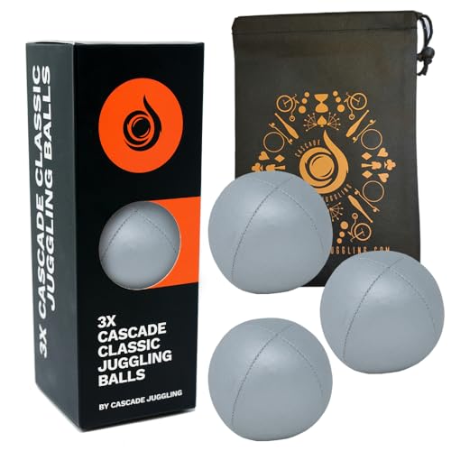3 x Pro 115 g Cascade Classic Jonglierbälle – Thud-Set mit Tasche (Silber) von Cascade Juggling