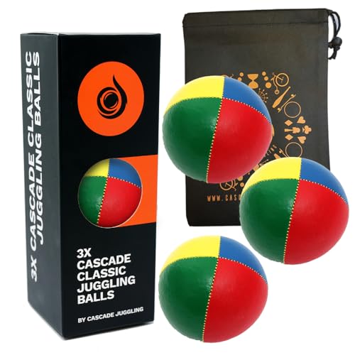 3 x Pro 115g Cascade Classic Jonglierbälle – Thud Jonglierbälle & Tasche – Set mit 3 Jonglierbällen – Mehrfarbig 3 x Pro 115g Cascade Classic Jonglierbälle – Thud Jonglierbälle & Tasche – Set mit 3 Jonglierbällen – Mehrfarbig von Cascade Juggling