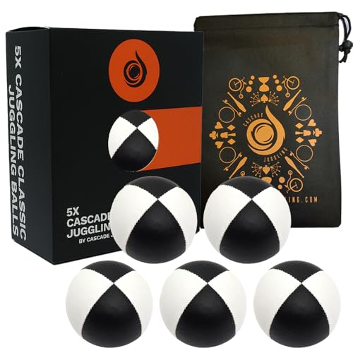 5 x Pro 115g Cascade Classic Jonglierbälle - Thud Jonglierbälle & Tasche - Set mit 5 Jonglierbällen - Schwarz/Weiß 5 x Pro 115g Cascade Classic Jonglierbälle - Thud Jonglierbälle & Tasche - Set mit 5 Jonglierbällen - Schwarz/Weiß von Cascade Juggling