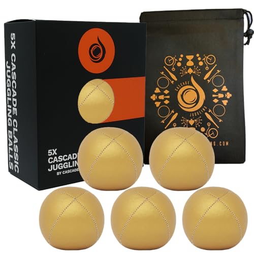 Cascade Juggling 5 x Pro 115g Cascade Classic Jonglierbälle - Thud Jonglierbälle & Tasche - Set mit 5 Jonglierbällen (Gold) Cascade Juggling 5 x Pro 115g Cascade Classic Jonglierbälle - Thud Jonglierbälle & Tasche - Set mit 5 Jonglierbällen (Gold) von Cascade Juggling