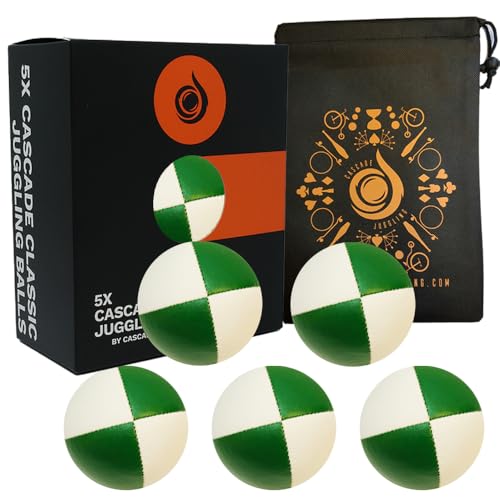 Cascade Juggling 5 x Pro 115g Thud Jonglierbälle Set - Grün und Weiß mit Tragetasche - Ideal für Anfänger und alle Altersgruppen Cascade Juggling 5 x Pro 115g Thud Jonglierbälle Set - Grün und Weiß mit Tragetasche - Ideal für Anfänger und alle Altersgruppen von Cascade Juggling