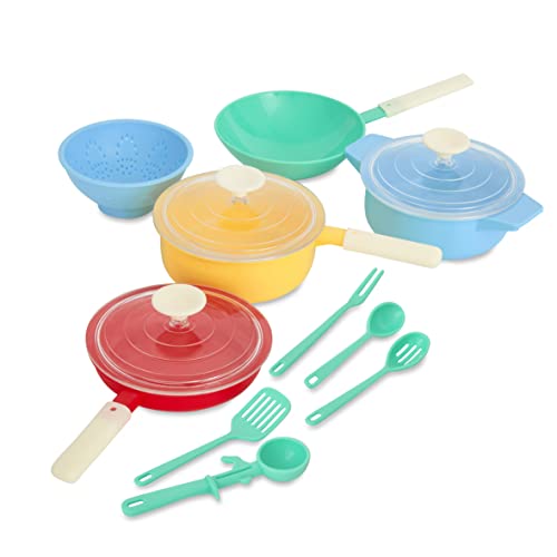 Casdon 50250 Pfannenset | Spielzeug Set für Kinder ab 3 Jahren | Pastellfarbene Pfannen und Utensilien für fantasievolles Spielen von Casdon