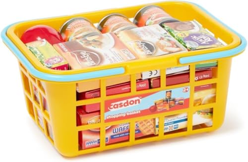 Casdon 62801.AMA002 Bunter Spielzeug-Einkaufskorb für Kinder ab 2 Jahren | Kommt mit Miniatur-Versionen beliebter Markenlebensmittel, Gelb Casdon 62801.AMA002 Bunter Spielzeug-Einkaufskorb für Kinder ab 2 Jahren | Kommt mit Miniatur-Versionen beliebter Markenlebensmittel, Gelb von Casdon