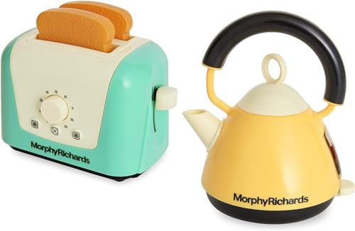 Casdon 65150 Morphy Richards Interaktiver Spielzeug-Toaster & Wasserkocher für Kinder ab 3 Jahren | Sieht aus wie das echte Ding für endlosen Spaß, Blaugrün und Gelb, M von Casdon