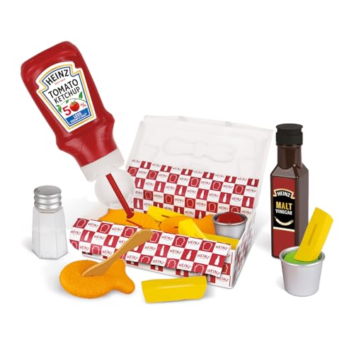 Casdon Heinz Fish & Chips Takeaway Set | Klassisches Fisch- und Chips-Spielset für Kinder ab 3 Jahren | Ideal für fantasievolles Spielen | Quetsch-Ketchup-Flasche, Essigflasche und Flip- & Dip-Töpfe von Casdon