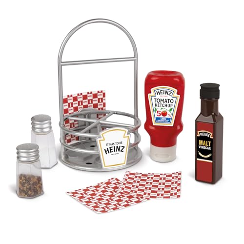 Casdon Heinz Sauce Caddy | 9-teiliges Spielküchen-Set für Kinder ab 3 Jahren | Enthält Tomatenketchup, Essig, Salz- und Pfefferstreuer, Servietten und Caddy Casdon Heinz Sauce Caddy | 9-teiliges Spielküchen-Set für Kinder ab 3 Jahren | Enthält Tomatenketchup, Essig, Salz- und Pfefferstreuer, Servietten und Caddy von Casdon